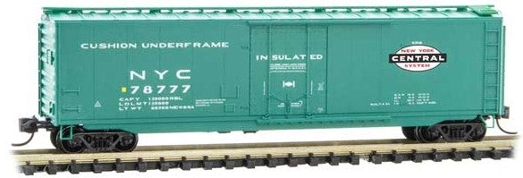 Micro-Trains 50' Plug-Door Boxcar - Ready to Run -- New York Central 78777 (Jade Green, Small Cigar Band Logo) - 489-3200520