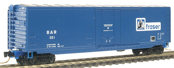 Micro-Trains 50' Plug-Door Boxcar No Roofwalk - Ready to Run -- Bangor & Aroostook # 501 (Blue w/Aluminum Roof) - 489-3800390