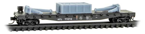 Micro-Trains N 50' Fishbelly-Side Flatcar w/Side Brake Wheel, Anchor Load - Ready to Run -- Atlantic Coast Line #77272 (black, white)