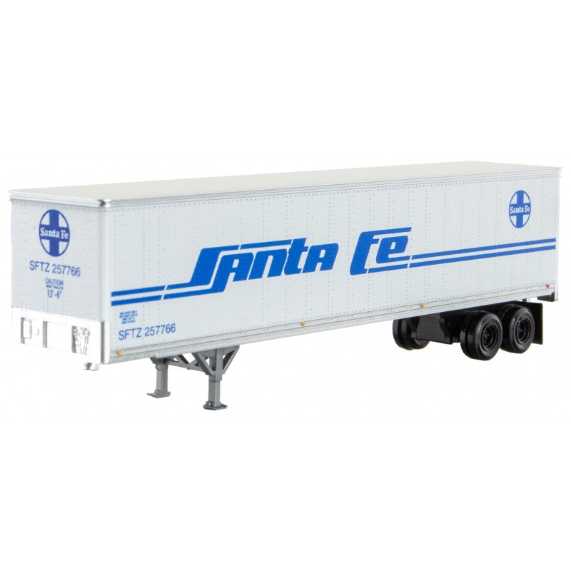 Micro-Trains N 45' Van Trailer - Assembled -- Santa Fe #257766 (white, blue)