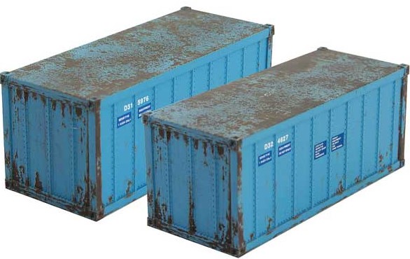 Micro-Trains 20' Rib-Side Cargo Container 2-Pack - Ready to Run -- NASA (blue, NASA Series) - 489-46000030