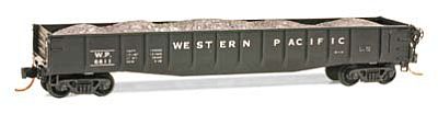 Micro-Trains 046 00 050 50' Gondola w/Fishbelly Sides & Drop-Ends - Ready to Run -- With Crushed Stone Load Western Pacific #6611 (black)