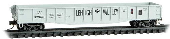 Micro-Trains 50' Gondola w/Fishbelly Sides & Drop-Ends - Ready to Run -- Lehigh Valley #32953 (gray, black) - 489-4600480