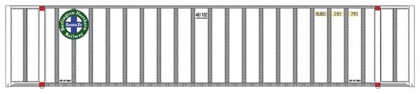 Micro-Trains 48' Rib-Side Container - Assembled -- Burlington Northern Santa Fe HUBU 281795 (white, green, blue, Circle-Cross L - 489-46800171