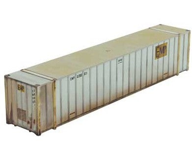 Micro-Trains 48' Rib-Side Container - Assembled -- EMP (Weathered, white, yellow) - 489-46844030