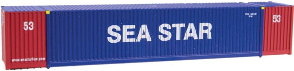 Micro-Trains CIMC 53' Corrugated Container 2-Pack - Ready to Run -- Sea Star #833429 (blue, red, white) - 489-46900030