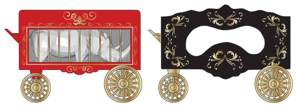 Micro-Trains Circus Wagon Cage & Mirror Wagon Set - Assembled -- Set #1 (red cage, black mirror) - 489-47000300