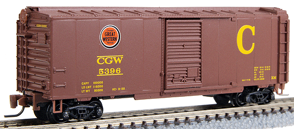 Micro-Trains 40' Standard Boxcar w/Single Youngstown Door & Roofwalk -- Chicago Great Western #5396 (brown w/orange, black, white CGW Logo) - 489-50000432
