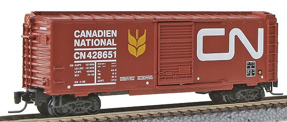 Micro-Trains Z 40' Standard Boxcar w/Sliding Door -- Canadian National #428651 (brown, white Wet Noodle Herald, yellow Wheat Logo - 489-50000590