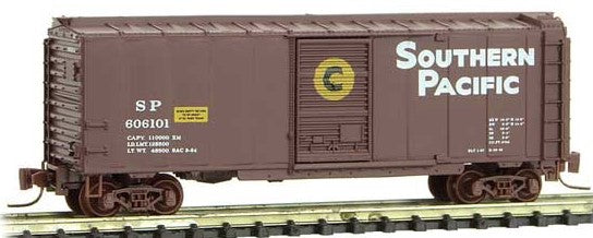 Micro-Trains 40' Single-Door Boxcar - Ready to Run -- Southern Pacific 606101 (Boxcar Red, yellow, white, Copper Bar Service) - 489-50000991