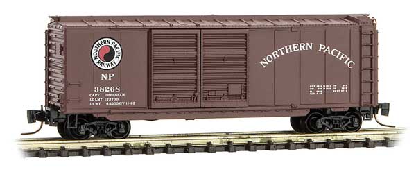 Micro-Trains Z 40' Double-Door Boxcar - Ready to Run -- Northern Pacific 38268 (Boxcar Red, Medium Monad Logo) - 489-50100281