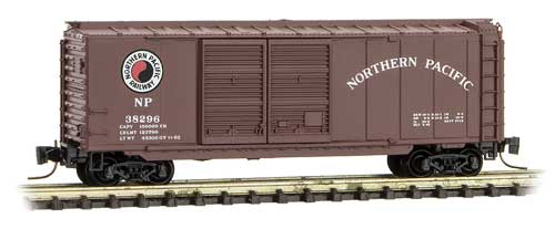Micro-Trains Z 40' Double-Door Boxcar - Ready to Run -- Northern Pacific 38296 (Boxcar Red, Medium Monad Logo) - 489-50100282