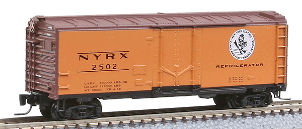 Micro-Trains 40' Plug Door Boxcar -- New York Central #2507 (Red w/Reefer Orange Sides Black Kickboard) - 489-50200251