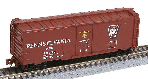 Micro-Trains 40' Standard Plug Door Boxcar -- Pennsylvania #19492 (Freight Car Red, Keystone Logo, white Lettering) - 489-50200262