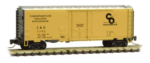 Micro-Trains Z 40' Plug-Door Boxcar - Ready to Run -- Chesapeake & Ohio 7795 (yellow, silver, black) - 489-50200442