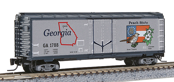 Micro-Trains 50-State Car Series - 40' Plug-Door Boxcar -- Georgia #1788 (#4 in Series; State Flag, Cherokee Rose, Brown Thrasher) - 489-50200504