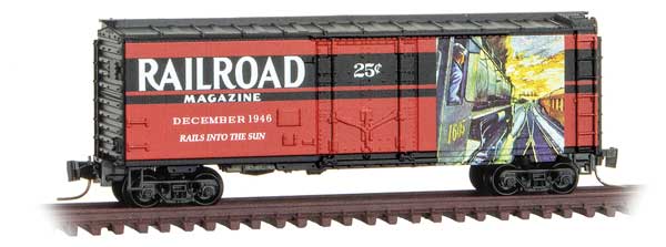 Micro-Trains 40' Plug-Door Boxcar - Ready to Run -- Railroad Magazine, December 1936 Rails Into The Sun (Year Gone #10 - 489-50200649