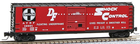 Micro-Trains 50' Boxcar - Ready to Run -- Atchison, Topeka & Santa Fe #10001 (red, black Roof and Ends, Circle Cross) - 489-50500240
