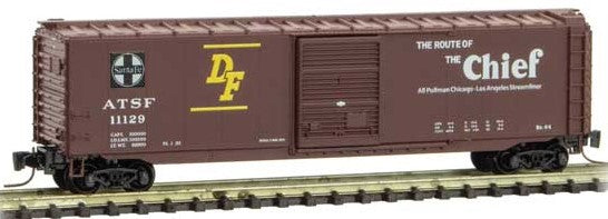 Micro-Trains 50' Single-Door Boxcar - Ready to Run -- Santa Fe 11129 (Boxcar Red, Chief Slogan) - 489-50500412