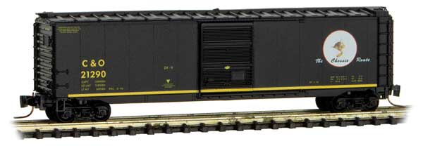 Micro-Trains 50' Single-Door Boxcar - Ready to Run -- Chesapeake & Ohio 21290 (black, yellow, Chessie Route Slogan, Cameo Series 1 - 489-50500421