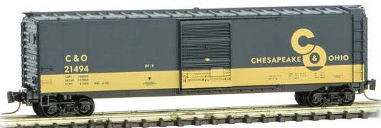 Micro-Trains 50' Single-Door Boxcar - Ready to Run -- Chesapeake & Ohio 21290 (blue, yellow, Chessie Route Slogan, Cameo Series 6) - 489-50500426