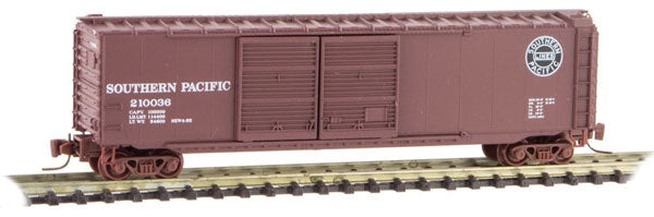 Micro-Trains 50' Double-Door Boxcar - Ready to Run -- Southern Pacific #210036 (Boxcar Red, black, Lines Logo) - 489-50600321