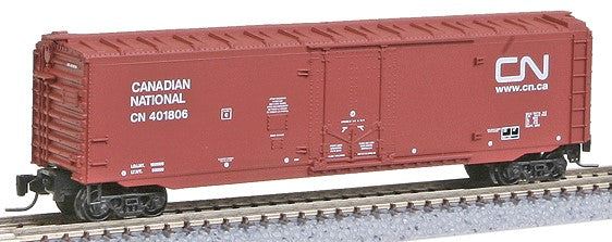 Micro-Trains 50' Standard Plug-Door Boxcar -- Canadian National #401806 (brown, white Wet Noodle Logo, white Lettering) - 489-50700411