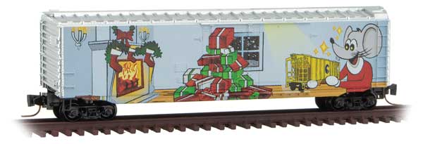 Micro-Trains 50' Plug-Door Boxcar - Ready to Run -- 2021 Micro-Mouse Christmas Car - 489-50700710