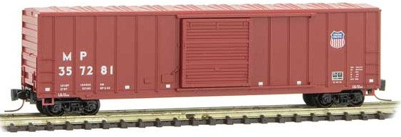 Micro-Trains 50' Rib-Side Single-Door Boxcar No Roofwalk - Ready to Run -- Union Pacific MP 357281 (Boxcar Red, Shield Logo, white conspicuity marks) - 489-51000452