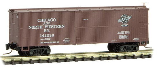 Micro-Trains 40' Wood-Sheathed Boxcar - Ready to Run -- Chicago & North Western #142236 (Boxcar Red) - 489-51500192