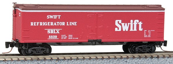 Micro-Trains 40' Wood Reefer - Ready to Run -- Swift Refrigerator Line #5839 (red, white, Boxcar Red) - 489-51800062