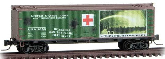 Micro-Trains 40' Wood-Sheathed Ice Reefer - Ready to Run -- War of the Worlds USA #1896 (green, Boxcar Red, Series #1) - 489-51800840