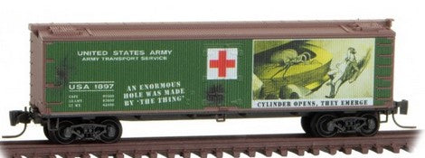 Micro-Trains 40' Wood-Sheathed Ice Reefer - Ready to Run -- War of the Worlds USA #1897 (green, Boxcar Red, Series #2) - 489-51800841