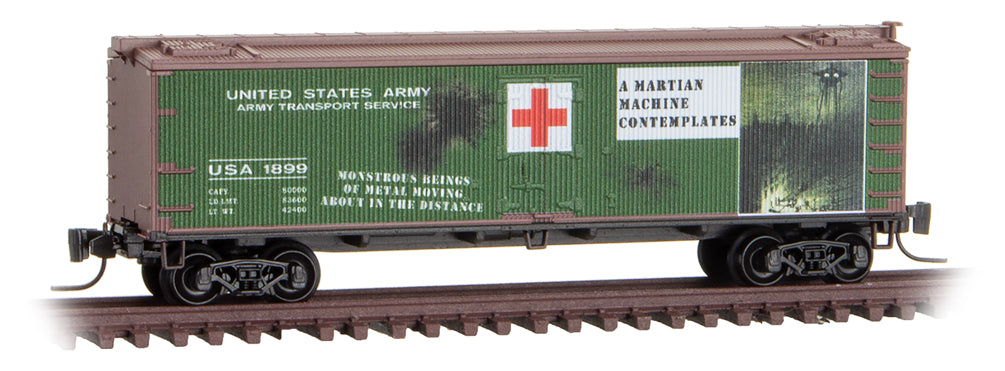 40' Wood-Sheathed Ice Reefer - Ready to Run -- War of the Worlds USA #1900 (green, Boxcar Red, Series #6)