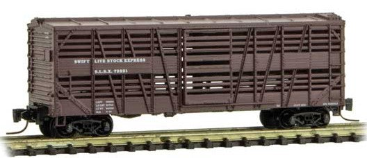 Micro-Trains Z 40' Despatch Stock Car - Ready to Run -- Swift Livestock Express 72221 (Boxcar Red) - 489-52000261