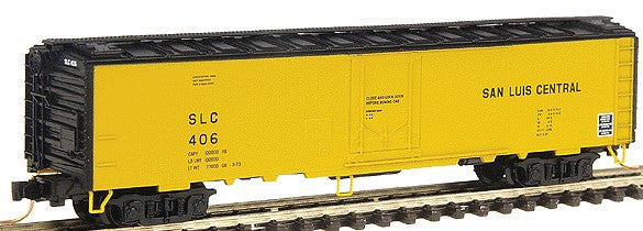 Micro-Trains 52'2" Riveted Steel Express Reefer w/Plug Door -- San Luis Central #406 (Reefer Yellow, black roof, ends & lettering) - 489-5200100