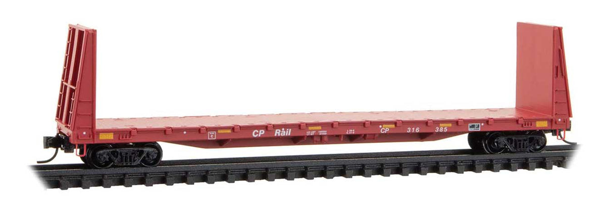 Micro-Trains 054 00 450 N 61' 8" Bulkhead Flatcar - Ready to Run -- Canadian Pacific #316385 (Action Red, white)