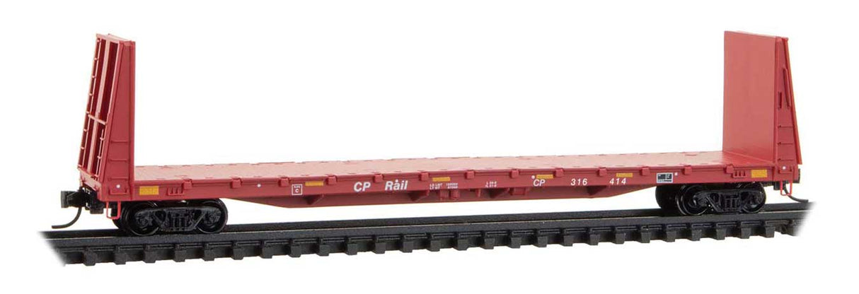 Micro-Trains 054 00 451 N 61' 8" Bulkhead Flatcar - Ready to Run -- Canadian Pacific #316414 (Action Red, white)