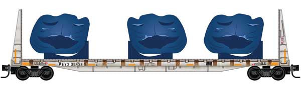 Micro-Trains 054 44 472 N 61' 8" Bulkhead Flatcar w/Wind Turbine Components Load - Ready to Run -- Transportation Technology Services PEYX #35452 (For BNSF Wind Turbine Train)