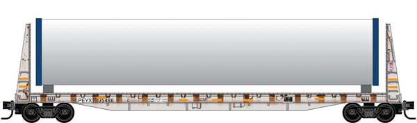 Micro-Trains 054 44 073 N 61' 8" Bulkhead Flatcar w/Wind Turbine Components Load - Ready to Run -- Transportation Technology Services PEYX #35490 (For BNSF Wind Turbine Train)