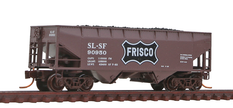 Micro-Trains 33' 2-Bay Offset Side Hopper - Ready to Run -- St. Louis-San Francisco #90950 (Boxcar Red, black, white, Large Frisco Logo) - 489-5500180