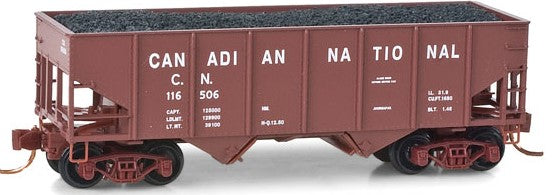 Micro-Trains 33' H-5 Class 2-Bay Rib-Side Hopper - Ready to Run -- Canadian National #116506 (Boxcar Red) - 489-5600431