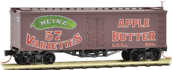Micro-Trains 36' Wood-Sheathed Ice Reefer - Ready to Run -- Heinz 394 (Boxcar Red, red, Billboard 57, green, Apple Butter, Series Car 8) - 489-5800330