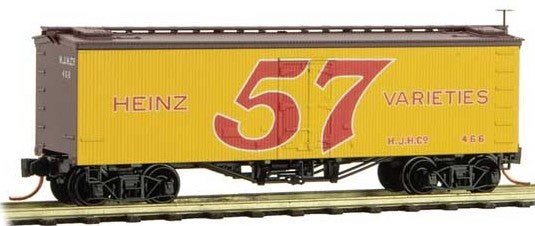 Micro-Trains 36' Wood-Sheathed Ice Reefer - Ready to Run -- Heinz 4660 (57 Varieties; yellow, Boxcar Red, red, Series Car 4) - 489-5800430