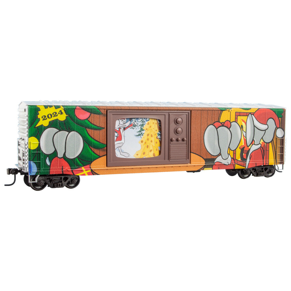 Micro-Trains HO 50' Boxcar - Kit -- 2024 Micro-Mouse Christmas w/TV Door