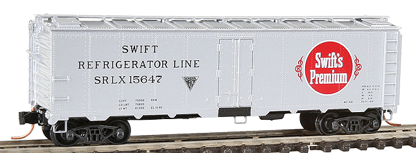 Micro-Trains 40' Steel Ice Reefer - Ready to Run -- Swift Refrigerator Line SRLX #15647 (silver, red Logo) - 489-5900150