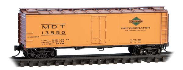 Micro-Trains N 40' Steel Ice Reefer - Ready to Run -- Illinois Central Merchants Despatch MDT #13550 (orange, Boxcar Red)