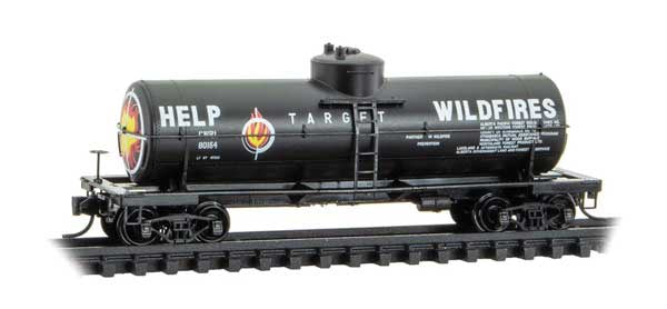 Micro-Trains N 39' Single-Dome Tank Car - Ready to Run -- Central Western Railway #80164 (Target Wildfires Scheme, black, white, orange)