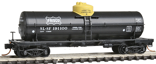 Micro-Trains 39' Single-Dome Tank Car - Ready to Run -- St. Louis-San Francisco #191100 (Company Service Scheme, black, yellow) - 489-6500712