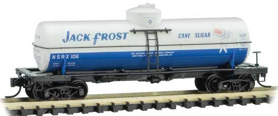 Micro-Trains 39' Single-Dome Tank Car - Ready to Run -- Jack Frost Cane Sugar NSRX 106 (gray, blue) - 489-6500980